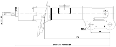 12110-009FR - SHOCK ABSORBER FRONT RIGHT GAS.TWIN TUBE