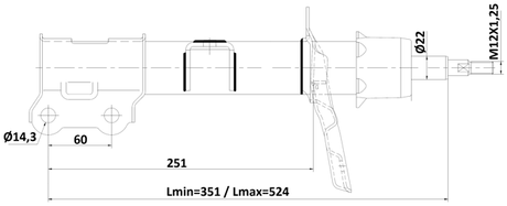 12110-010FL - SHOCK ABSORBER FRONT LEFT GAS.TWIN TUBE