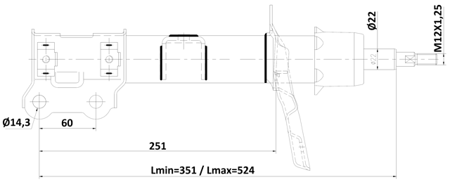 12110-010FR - SHOCK ABSORBER FRONT RIGHT GAS.TWIN TUBE