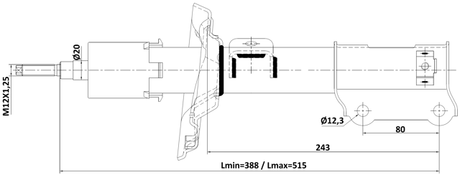 12110-011FR - SHOCK ABSORBER FRONT RIGHT GAS.TWIN TUBE