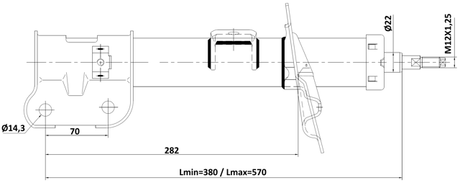 12110-012FL - SHOCK ABSORBER FRONT LEFT GAS.TWIN TUBE