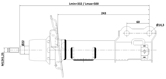 12110-014FL - SHOCK ABSORBER FRONT LEFT GAS.TWIN TUBE
