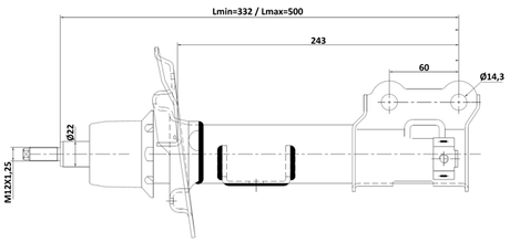 12110-014FL - SHOCK ABSORBER FRONT LEFT GAS.TWIN TUBE