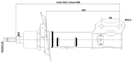 12110-014FR - SHOCK ABSORBER FRONT RIGHT GAS.TWIN TUBE