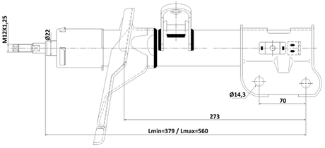 12110-015FL - SHOCK ABSORBER FRONT LEFT GAS.TWIN TUBE