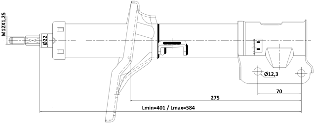 12110-018FL - SHOCK ABSORBER FRONT LEFT GAS.TWIN TUBE