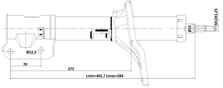12110-018FR - SHOCK ABSORBER FRONT RIGHT GAS.TWIN TUBE