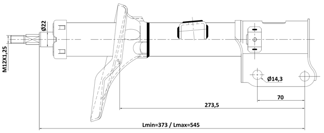 12110-021FL - SHOCK ABSORBER FRONT LEFT GAS.TWIN TUBE