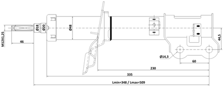 12110-022FL - SHOCK ABSORBER FRONT LEFT GAS.TWIN TUBE