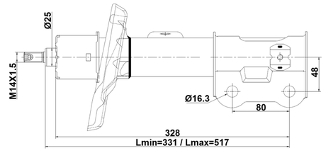 12110-023FL - SHOCK ABSORBER FRONT LEFT GAS.TWIN TUBE