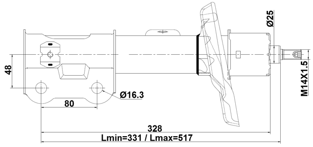 12110-023FR - SHOCK ABSORBER FRONT RIGHT GAS.TWIN TUBE