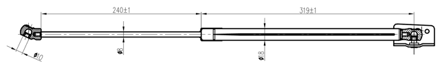 12117-011LH - TAILGATE GAS STRUT LEFT (WITH BRACKET) L578/610N