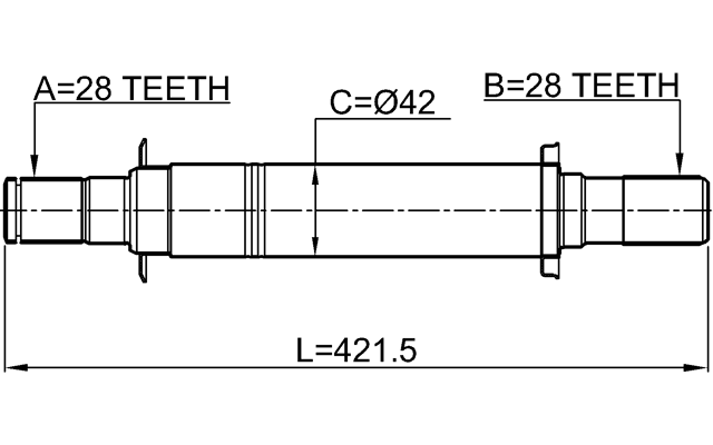 1212-CM10AT2WD - AXLE HALF SHAFT RIGHT 28X421.5X28