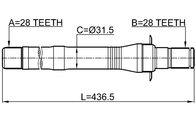 1212-CM10MT4WD - AXLE HALF SHAFT RIGHT 28X436.8X28