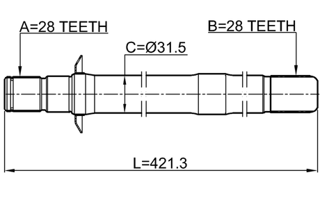 1212-DM15RH - AXLE HALF SHAFT RIGHT 28X420.5X28