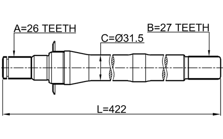 1212-IX35AT4WD - AXLE HALF SHAFT RIGHT 27X422X26