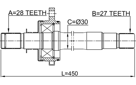 1212-JX1LH - AXLE HALF SHAFT LEFT 27X450X28
