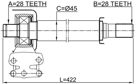 1212-TM2WDRH - AXLE HALF SHAFT RIGHT (WITH BRACKET) 28X422X28