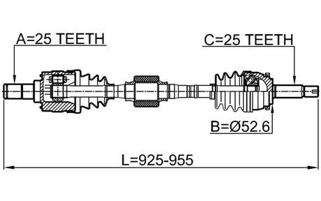 1214-SOLRH - FRONT CV AXLE SHAFT RIGHT 25X927X25