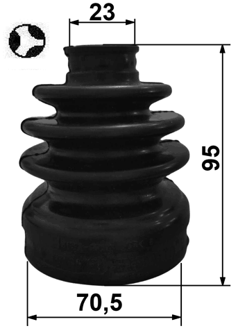 1215-CRE16T - BOOT INNER CV JOINT KIT 70.5X95X23