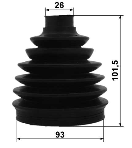 1217P-IX35D7 - BOOT OUTER CV JOINT KIT PVC 93X101.5X26