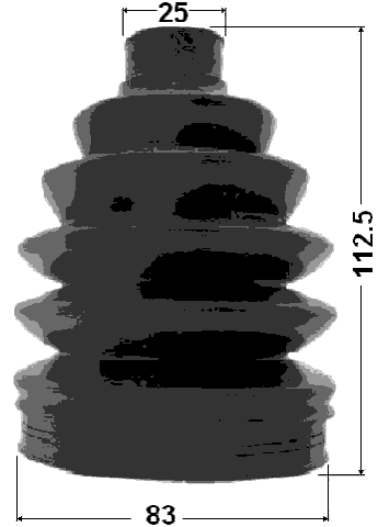 1217P-TUC20 - BOOT OUTER CV JOINT KIT PVC 83X112.5X25