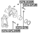 1273-D7R - REAR BRAKE CALIPER SLIDE PIN BOOT