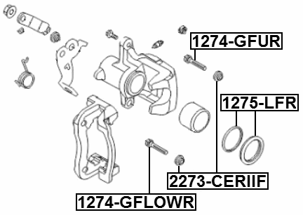 1275-LFR - REAR BRAKE CALIPER REPAIR KIT (SET FOR ONE SIDE)