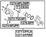 1277-CFFLH - FRONT LEFT BRAKE CALIPER ASSEMBLY (WITH BRACKET)
