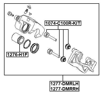 1277-DMRRH - REAR RIGHT BRAKE CALIPER ASSEMBLY (WITH BRACKET)