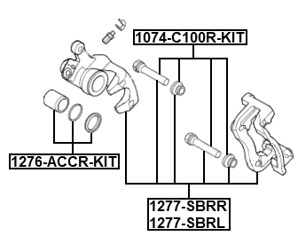 1277-SBRR - REAR RIGHT BRAKE CALIPER ASSEMBLY (WITH BRACKET)