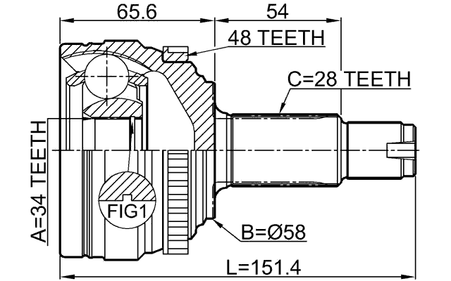 1410-KORA48 - OUTER CV JOINT 34X57.9X28