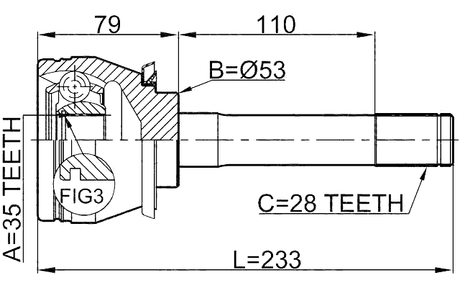 1410-MUS - OUTER CV JOINT 35X53X28
