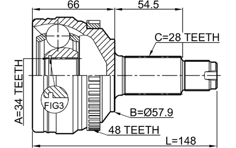 1410-NAA48 - OUTER CV JOINT 34X57.9X28