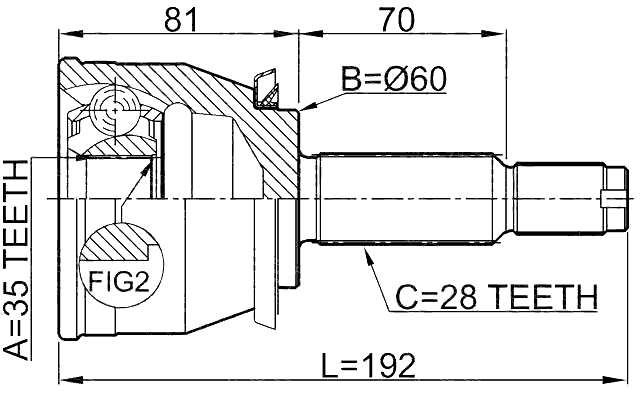 1410-REXI - OUTER CV JOINT 35X60X28