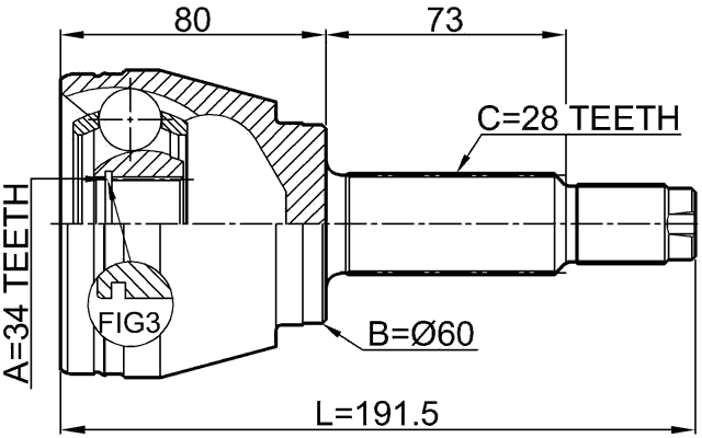 1410-REXII - OUTER CV JOINT 34X60X28