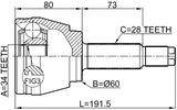 1410-REXII - OUTER CV JOINT 34X60X28