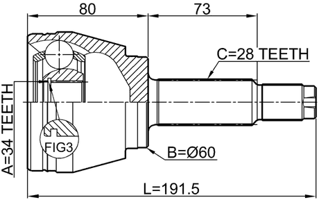 1410-REXII - OUTER CV JOINT 34X60X28