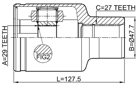 1411-ACT4WD - INNER CV JOINT 29X47.7X27