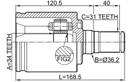 1411-KOR6ATLH - INNER CV JOINT LEFT 34X36.2X31