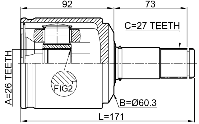 1411-KORATLH - INNER CV JOINT LEFT 26X60.3X27