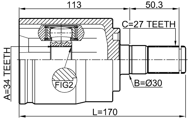 1411-KORLH - INNER CV JOINT LEFT 34X30X27