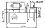 1411-NARH - INNER CV JOINT RIGHT 26X42.7X27