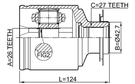 1411-NARH - INNER CV JOINT RIGHT 26X42.7X27