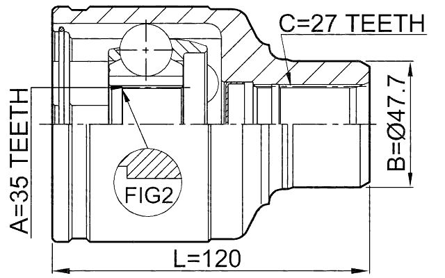 1411-REXI - INNER CV JOINT 35X47.7X27
