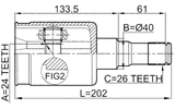 1411-REXIIAWD - INNER CV JOINT 24X40X26