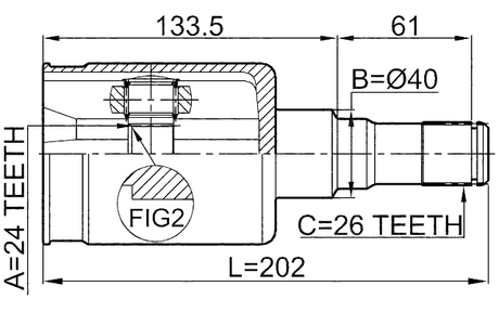 1411-REXIIAWD - INNER CV JOINT 24X40X26