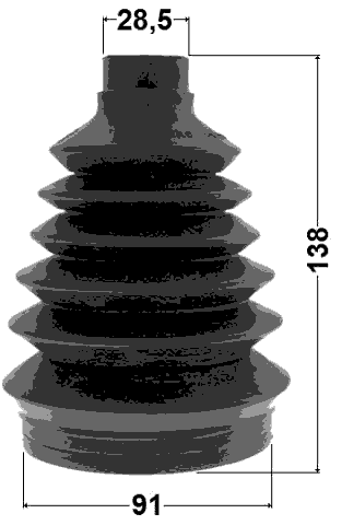 1417P-ROD - BOOT OUTER CV JOINT KIT PVC 91X138X28.5