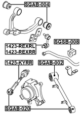1425-KYRR - REAR TRANSVERSE LINK WITH BALL JOINT