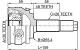 1510-004A48 - OUTER CV JOINT 30X55.4X26
